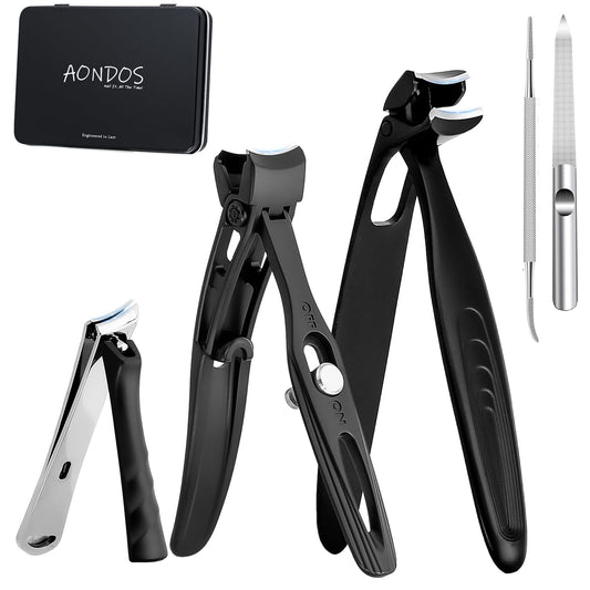 Precision Stainless Steel Heavy Duty Angled Head,Wide Jaw Clippers for Seniors and Man,Ingrown Toenail,Thick Nail.Long Handle, Extra-Large Slanted Nail Cutter.Men,Women,Elderly. (5PCS)