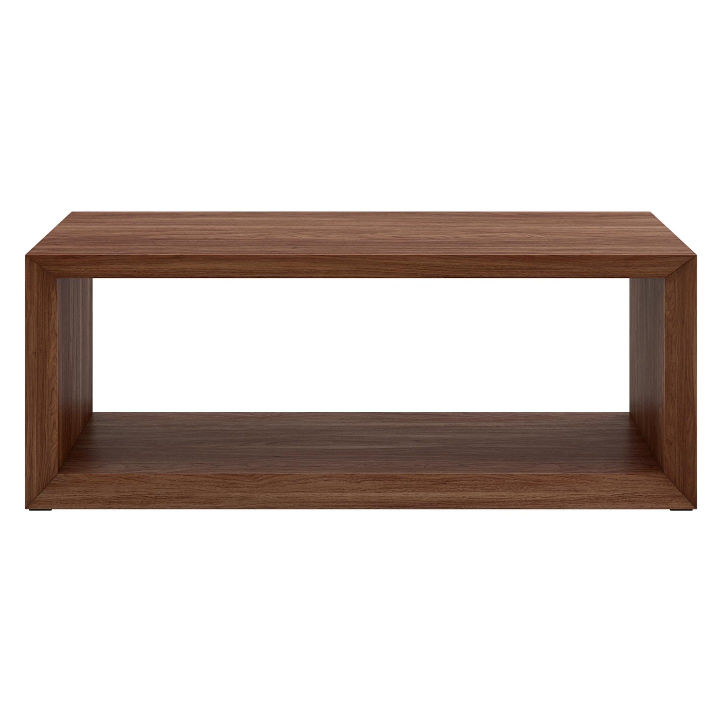 Henn&Hart 48" Rectangular Wood Coffee Table with Open Storage Shelf for Living Room, Family Room, or Office, Medium Walnut