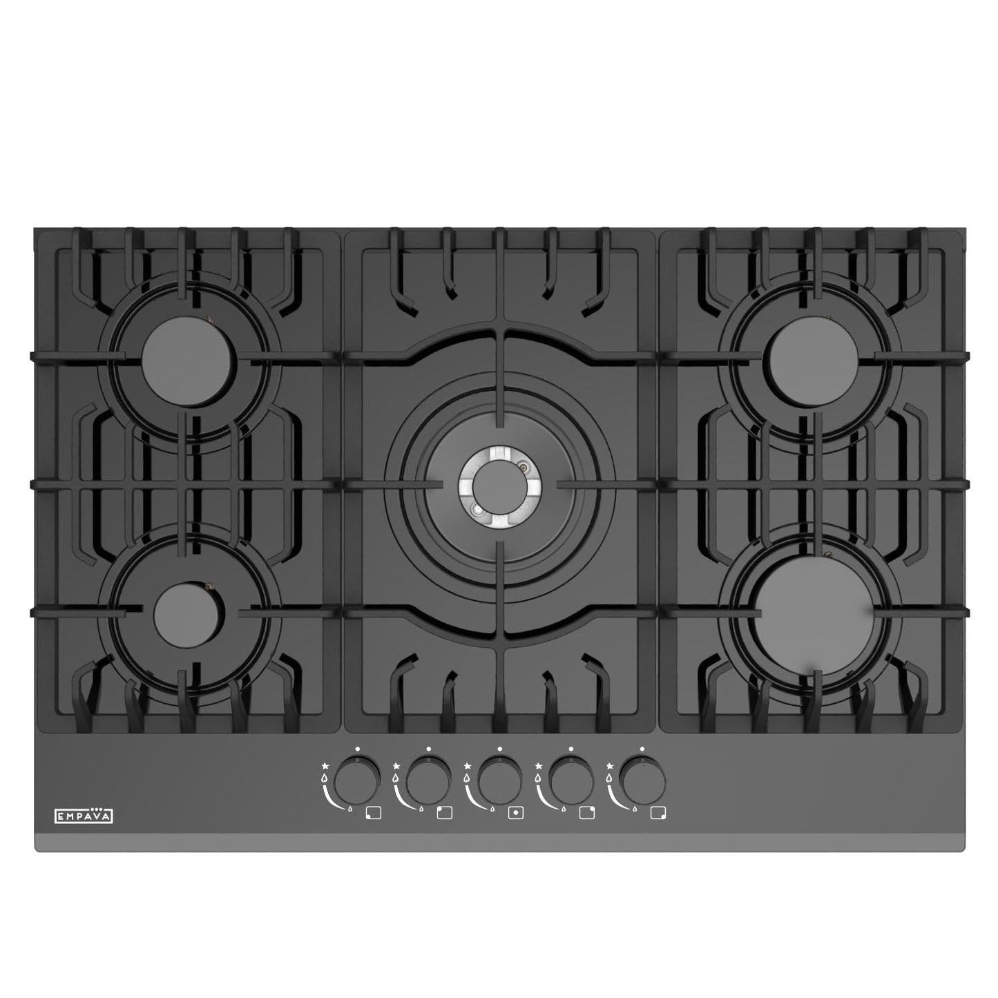 Empava 30 in. Gas Stove Cooktop 5 Italy Sabaf Sealed Burners NG/LPG Convertible in Black Tempered Glass EMPV-30GC26, 36 inches