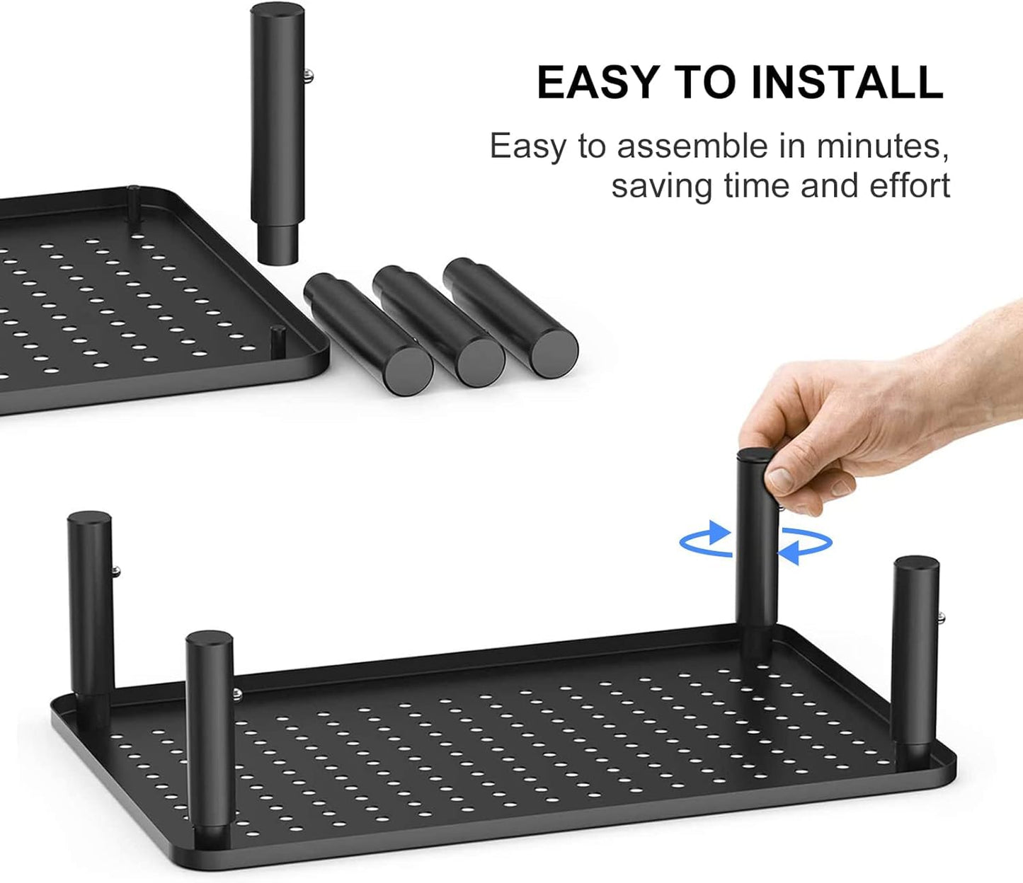 suptek Computer Monitor Stand Riser,Monitor Riser for Laptop, Printer, Notebook and All Flat Screen TV Display with Vented Platform,3 Height Adjustable Laptop Riser,1 Pack,Black(MST003)