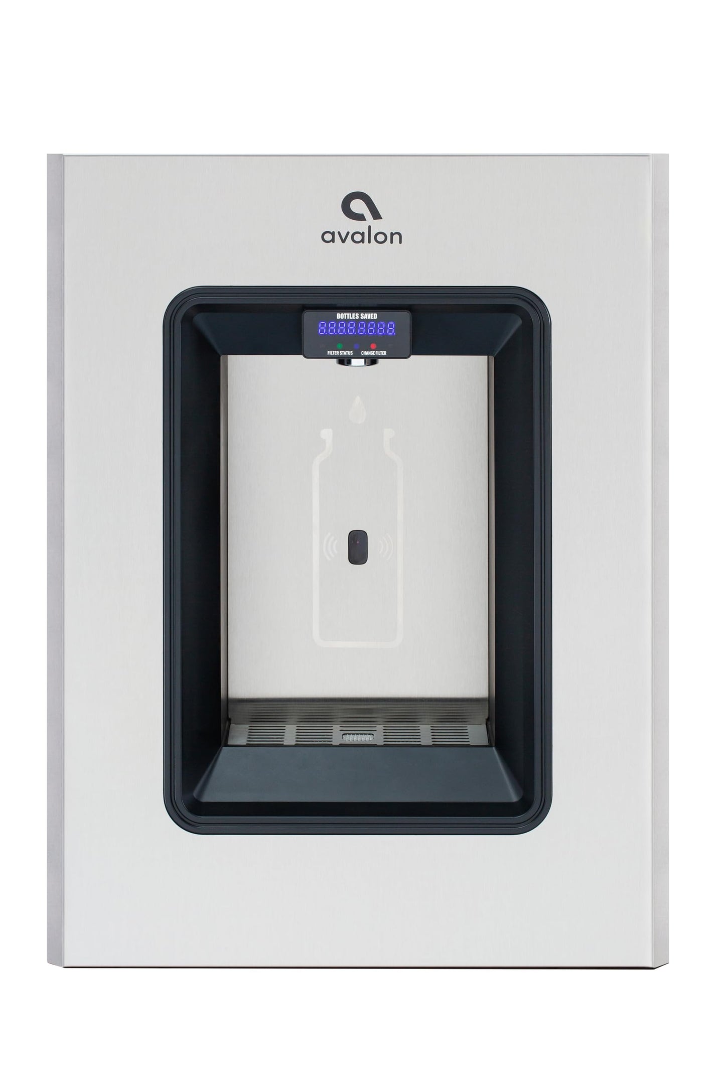 Avalon in-Wall Bottle Filling Station, Sensor Dispensing, Self Cleaning, Digital Bottle Counter Display, Dual Filtration, WiFi Enabled, Stainless Steel