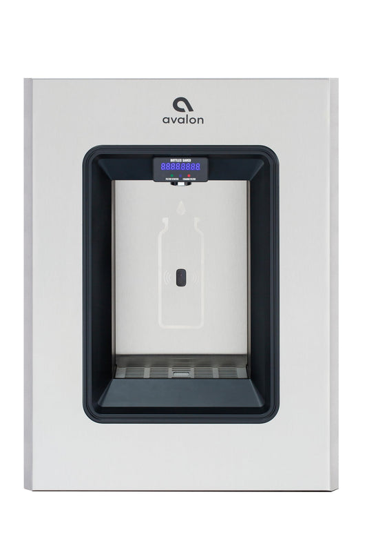 Avalon in-Wall Bottle Filling Station, Sensor Dispensing, Self Cleaning, Digital Bottle Counter Display, Dual Filtration, WiFi Enabled, Stainless Steel