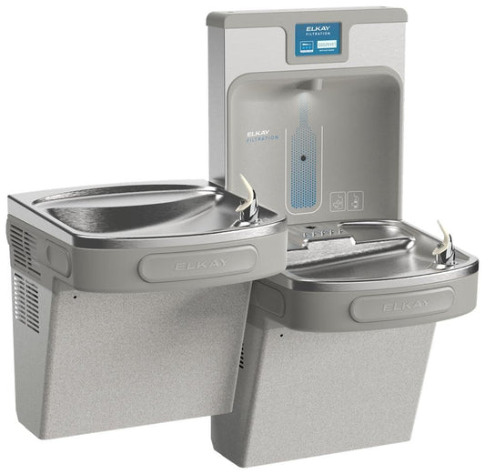 Elkay LZSTL8WSLK Filtered Bi-Level Fountain & EZH2O Bottle Filler, Lt. Gray 120V