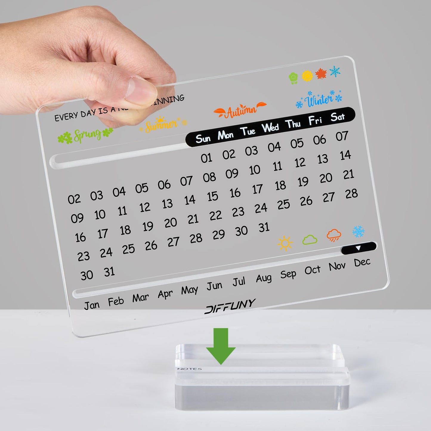 DIFFUNY Acrylic Perpetual Desk Calendar – Cute Modern Office Decor & Office Gifts for Coworkers, Women & Men
