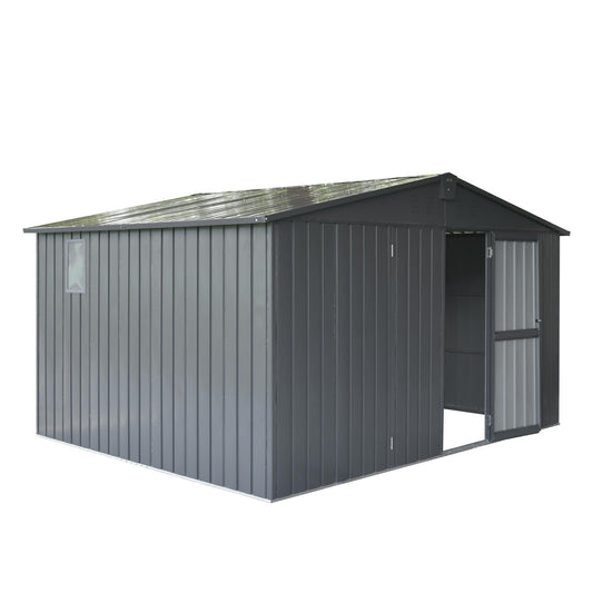 Okak 11 X 9 Ft Metal Outdoor Storage Shed with Lockable Doors Galvanized Metal Garden Shed with Windows Garden Shed Tool Storage Sheds House for Backyard Garden,Patio,Dark Grey