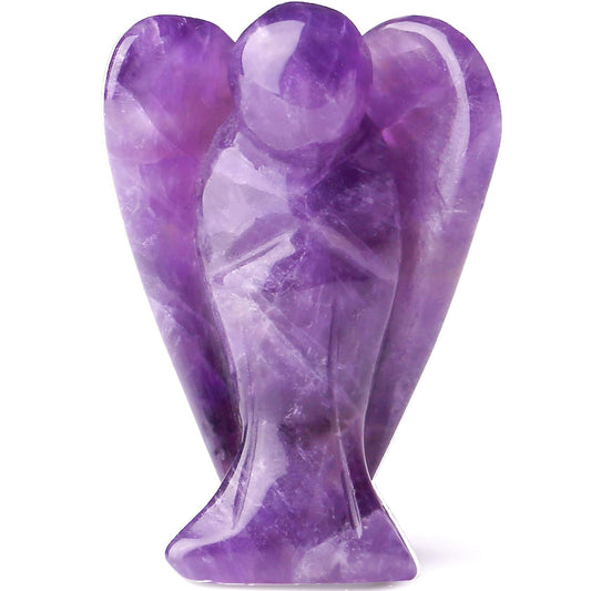 YATOJUZI 2" Amethyst Guardian Angels Hand-Carved Angel Statue Figurines Purple Office Desk Decor Accessories Decorations Crystals and Healing Stones Energy Reiki Gifts for Women