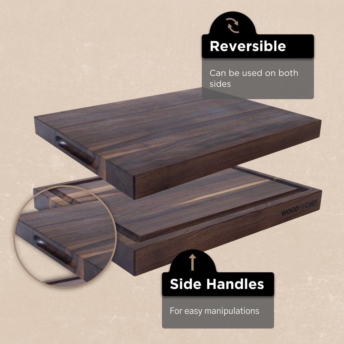 Large Cutting Board from American Walnut - A Butcher Block with Juice Groove for Easy Cutting of Meat and Juicy Veggies - Walnut Chopping Board - 20x16x1.5 inches