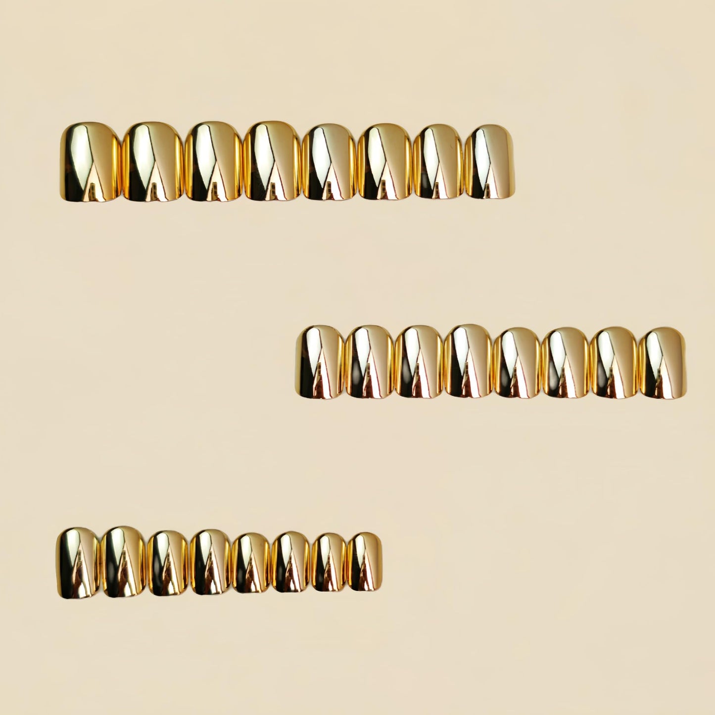 Gold Chrome Press on Nails SHIQIXIANNV Short Square Fake Nails Metallic Mirror False Nail Design Electroplated Gold Glossy Acrylic Nails for Women Girl DIY Manicure Decoration 24Pcs