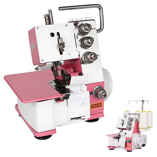 Four Threads Portable Sewing Machine Metal Frame Serger Four-Thread Lockstitch Sewing Machine Small Desktop Overlock for Hemming and Sewing