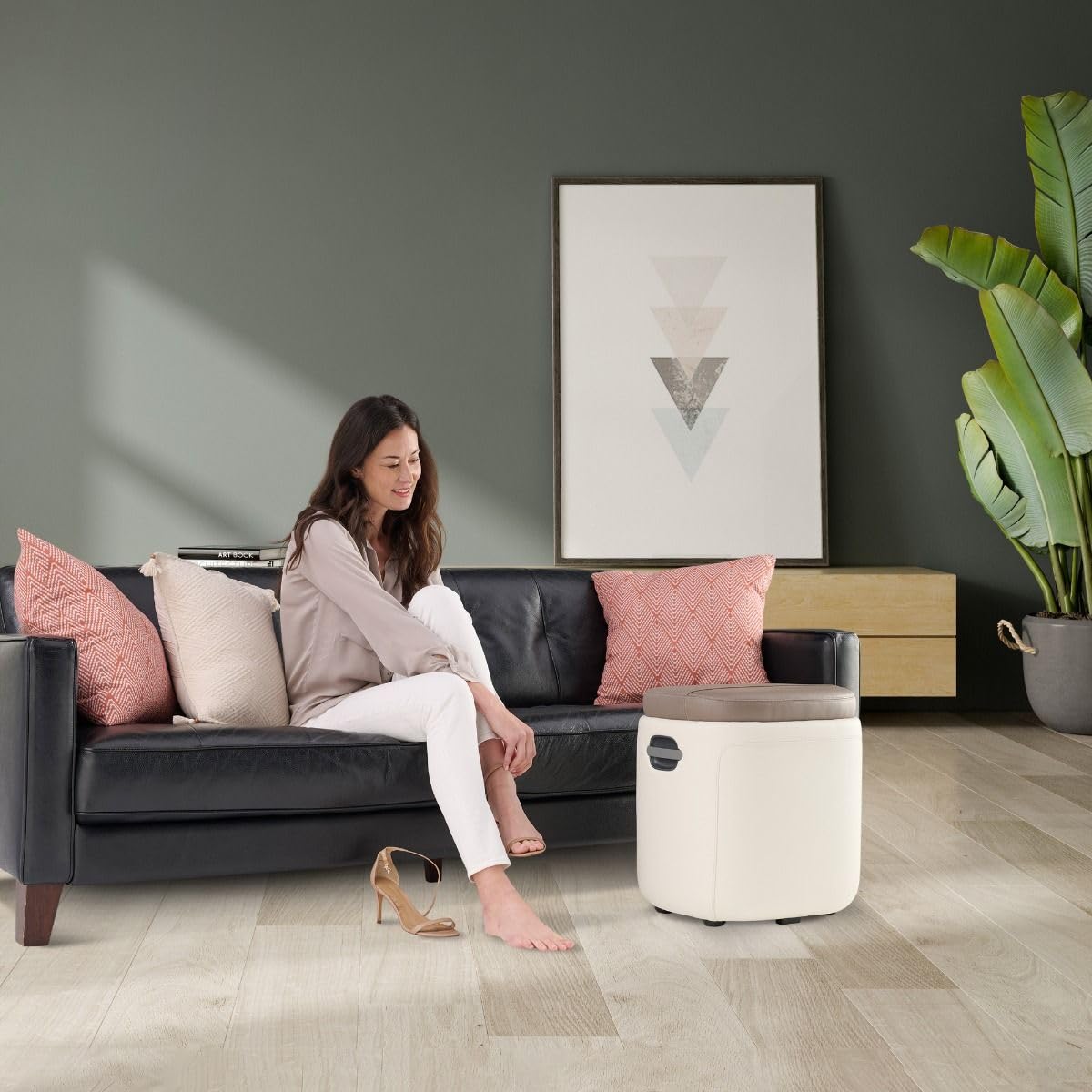 Human Touch Reveal Foot & Calf Massager Ottoman - Heated Air Compression, 3 Auto-Massage Programs & Adjustable Intensity for Stress Relief, Plantar Fasciitis, & Circulation - Includes 1-Year Warranty