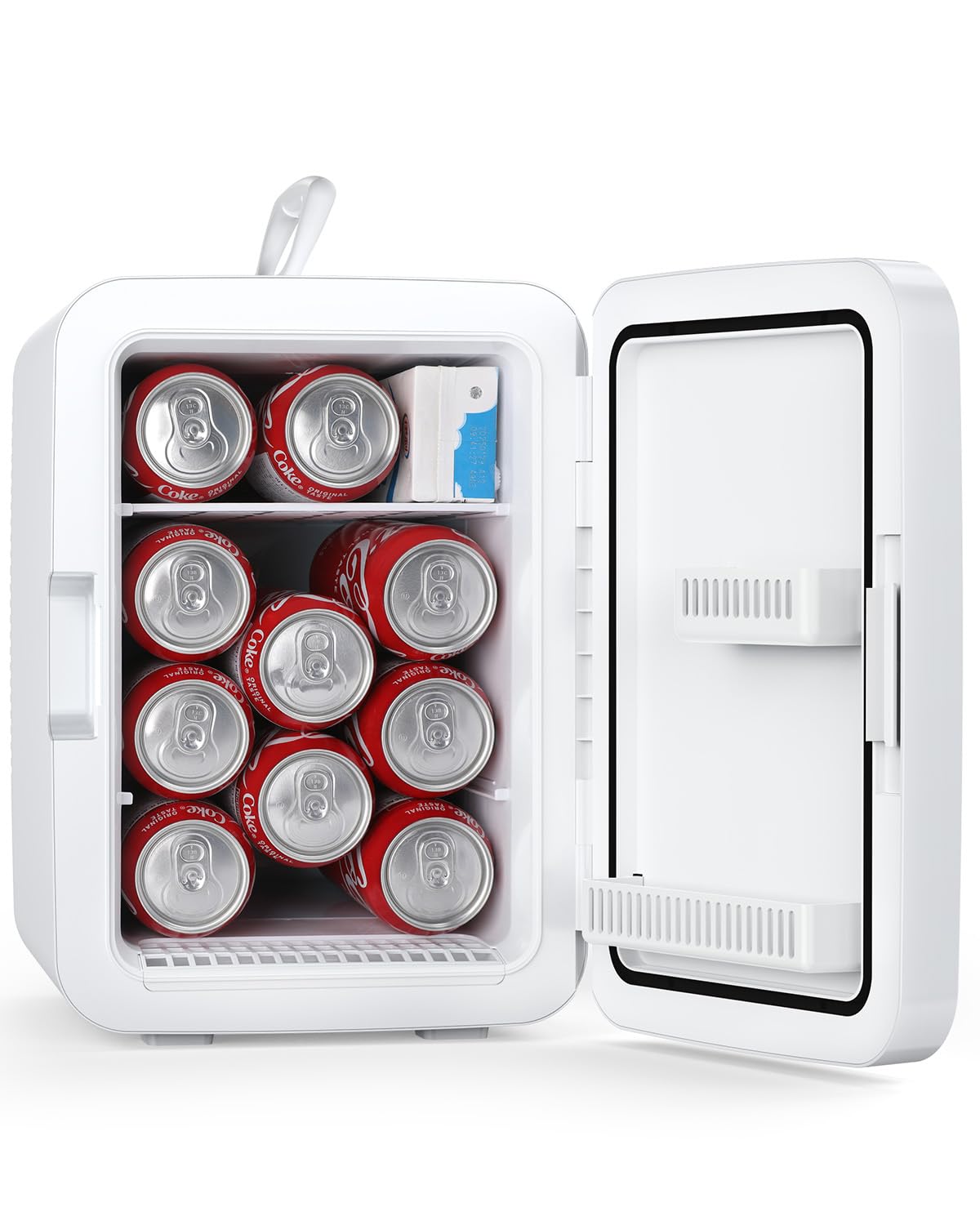 Antarctic Star Compact Mini Fridge, 10L Portable Small Refrigerator, 2.6 Gal Mini Fridge with AC/DC Adapters, Small Cosmetics Cooler for Beverage, Food, Makeup, Bedroom, Office, Dorm, White