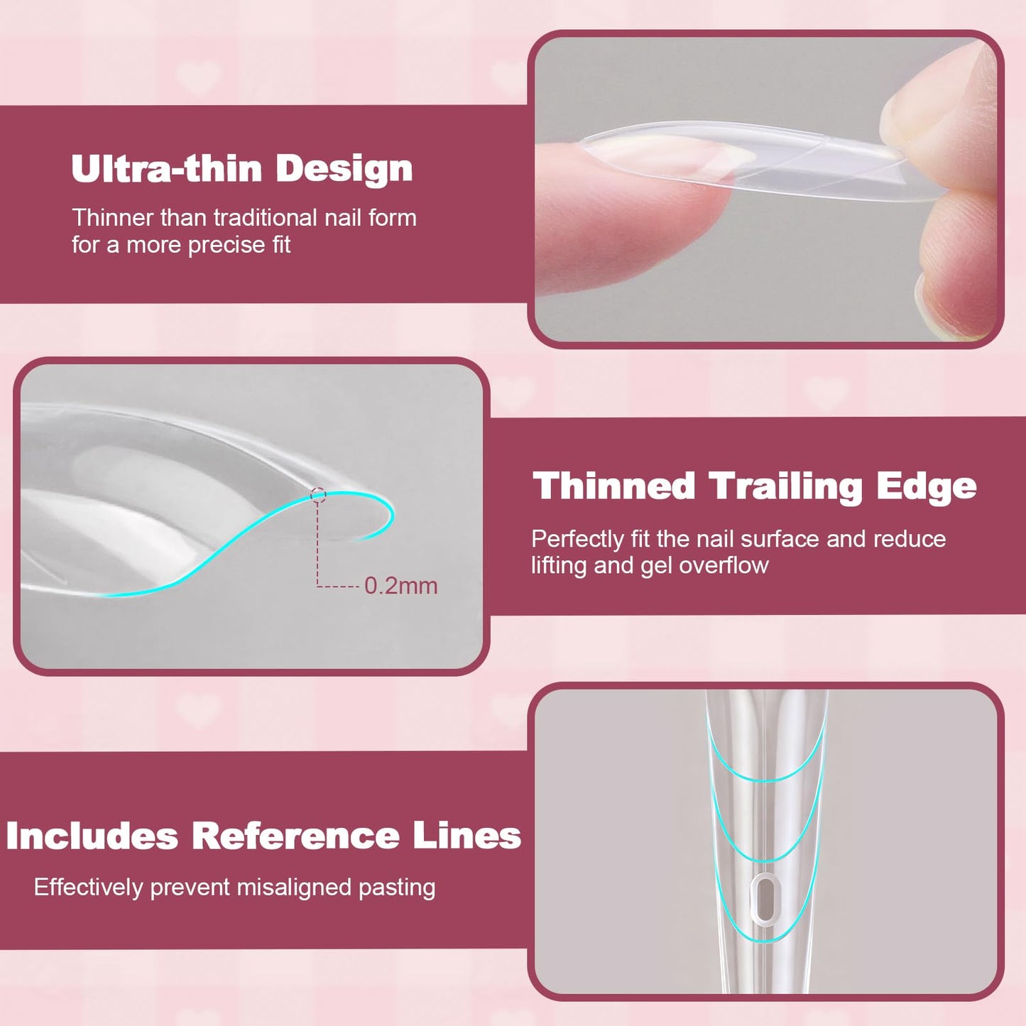 Plman 240 PCS Sandwich Nail Dual Forms, Nail Extension Kit for Beginner & Professional, 14 Sizes Dual Form for Polygel and Builder Gel, Salon and Home DIY Nail Art Tools (Trapezoidal)
