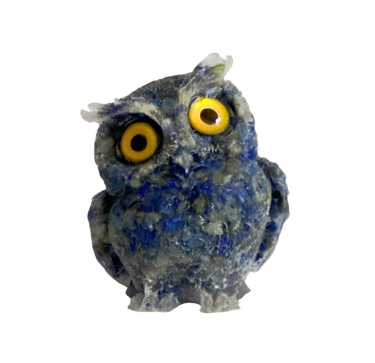 XYLIBLLA Hand-Carved Natural Crystal Owl Statue Owl Decor ，Blue Owl Figurine, Animal Figurines Desk Decor and Owl Gifts for Women（Blue Lapis Lazuli）