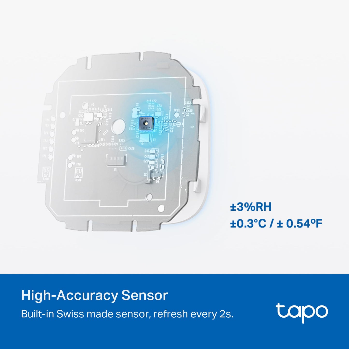 Tapo Smart Temperature and Humidity Monitor, 2.7" E-Ink Display, Swiss-Made Sensor, Real-Time Notification, Visual Graphics, Hub Required, White (T315)