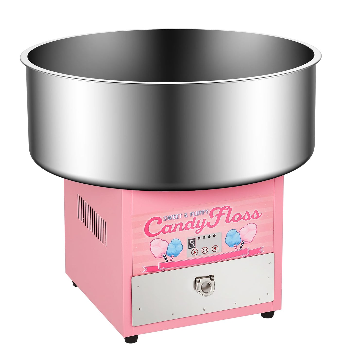 Electric Cotton Candy Maker Commercial, Cotton Candy Machine for Kids with 20 inch Stainless Steel Bowl for Family, Party, Amusement Park, Carnival- Pink