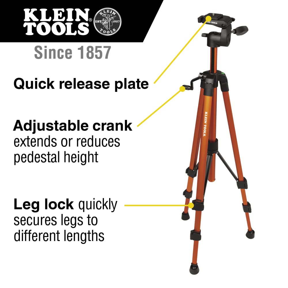 Klein Tools 80184 Laser Level 360-Degree Self-Leveling with Tripod Stand, Green Laser Level, Class 2 Laser, ≤1mW Each Beam, and Compact Tripod Kit with Mount, 2-Piece