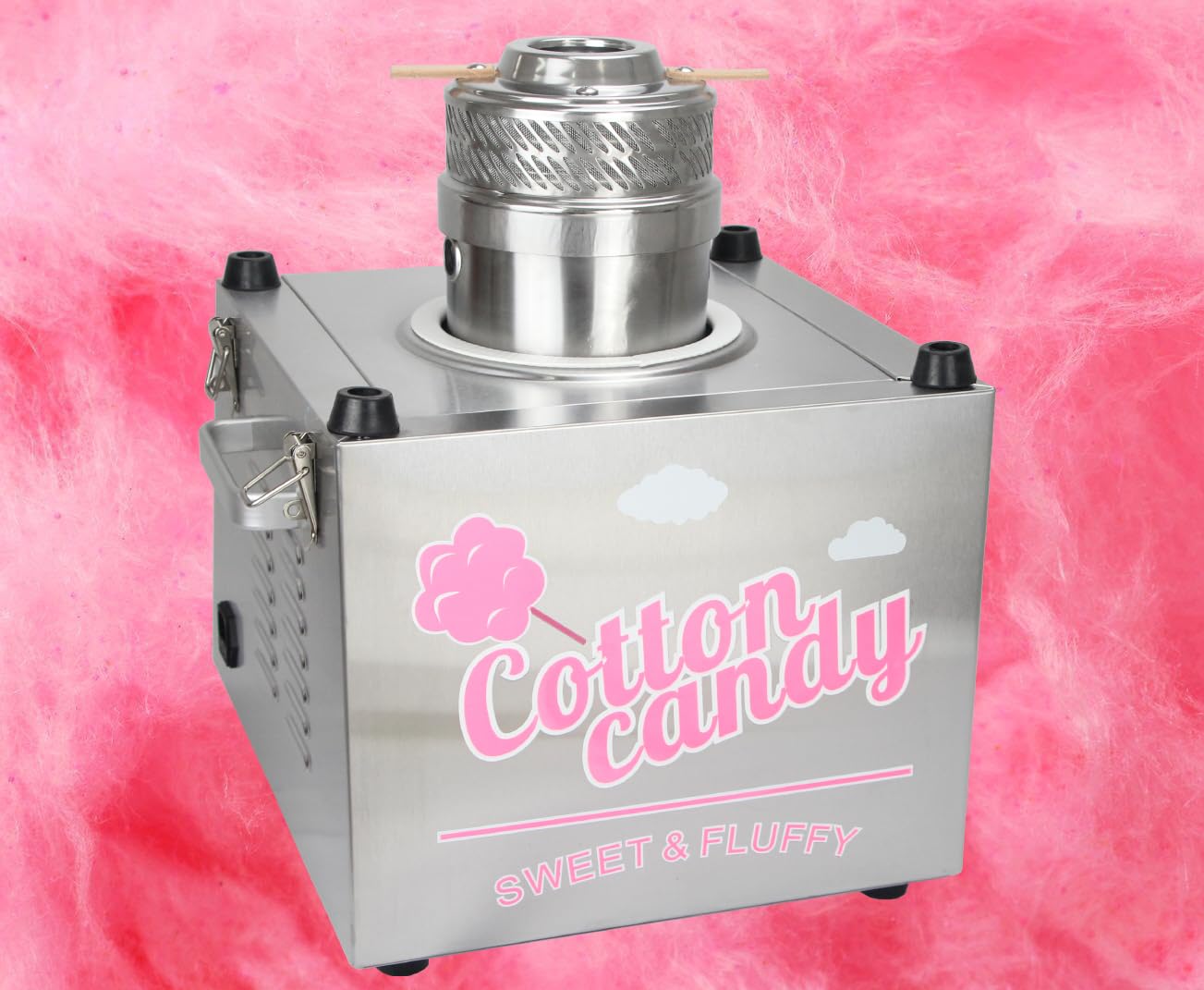 ANFIRE Commercial Professional Cotton Candy Machine 5" Spinner Head with 24" Metal Bowl and Floss Stabilizer Net