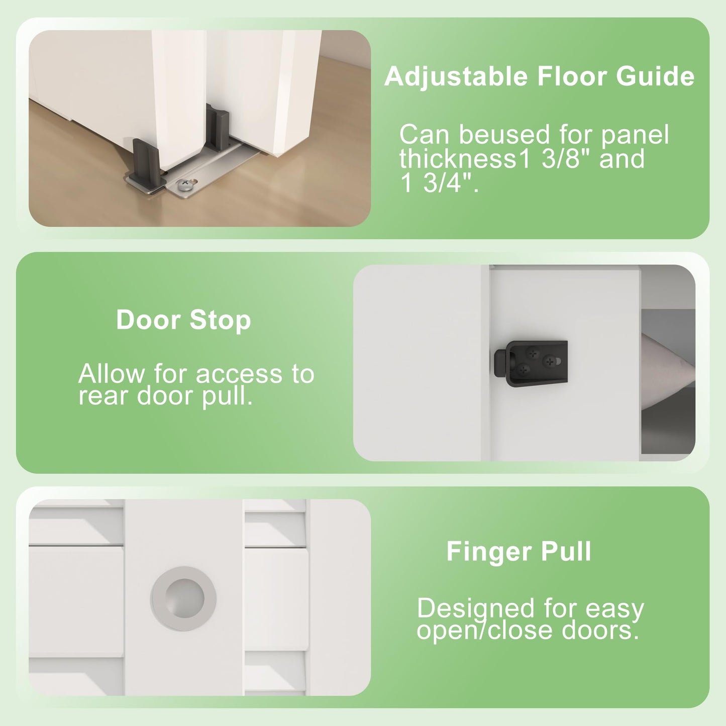 BarnBase 4FT/48" Bypass Door Hardware, Aluminum Double-Closing Sliding Closet Door Hardware with Finger Pull Included, Smoothly and Quietly, Fit Door Thickness 1 3/8" or 1 3/4", Silver