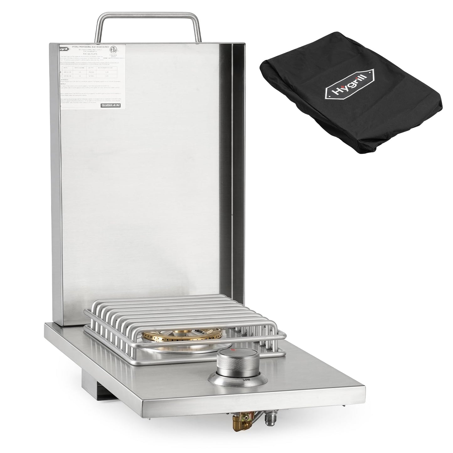 Hygrill Stainless Steel Built In Single Side Burner for Outdoor BBQ Island, Outdoor Kitchen, Liquid Propane, Gray