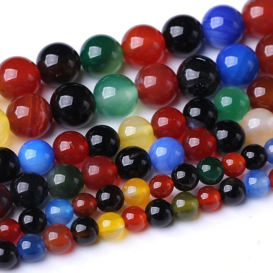 45PCS 8MM Natural Colorful Agate Stone Beads Energy Healing Beads for DIY Jewelry Bracelet Necklace Making for Jewelry Making15Inch