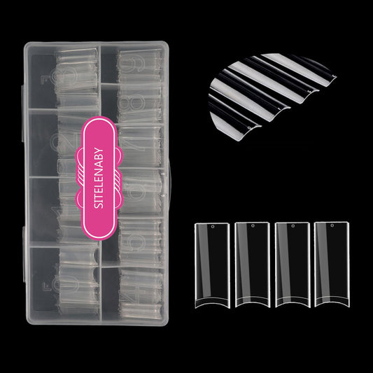 SITELENABY No C Curve XL Nail Tips 500PCS,Tapered Square Flattened Half Cover False Nails for Nail Salons and DIY French ABS Nail Tips(XL no c square 500pcs)