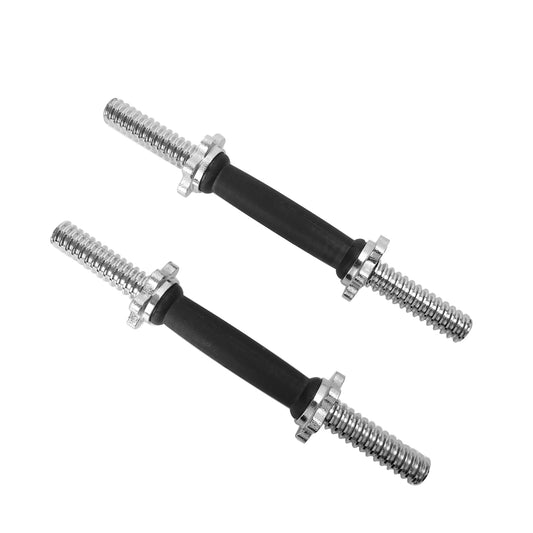 Threaded Dumbbell Rubber Handles 1 Inch Pair, 14" Adjustable Dumbbell Bar Handles, Fits Standard Weight Plates with 1” Diameter, for Gym Workouts, Exercise, Weightlifting, Sold in Pair