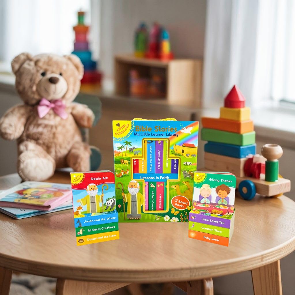 My Little Learner Library: Bible Stories - Christian (12 Board Books) for Toddlers