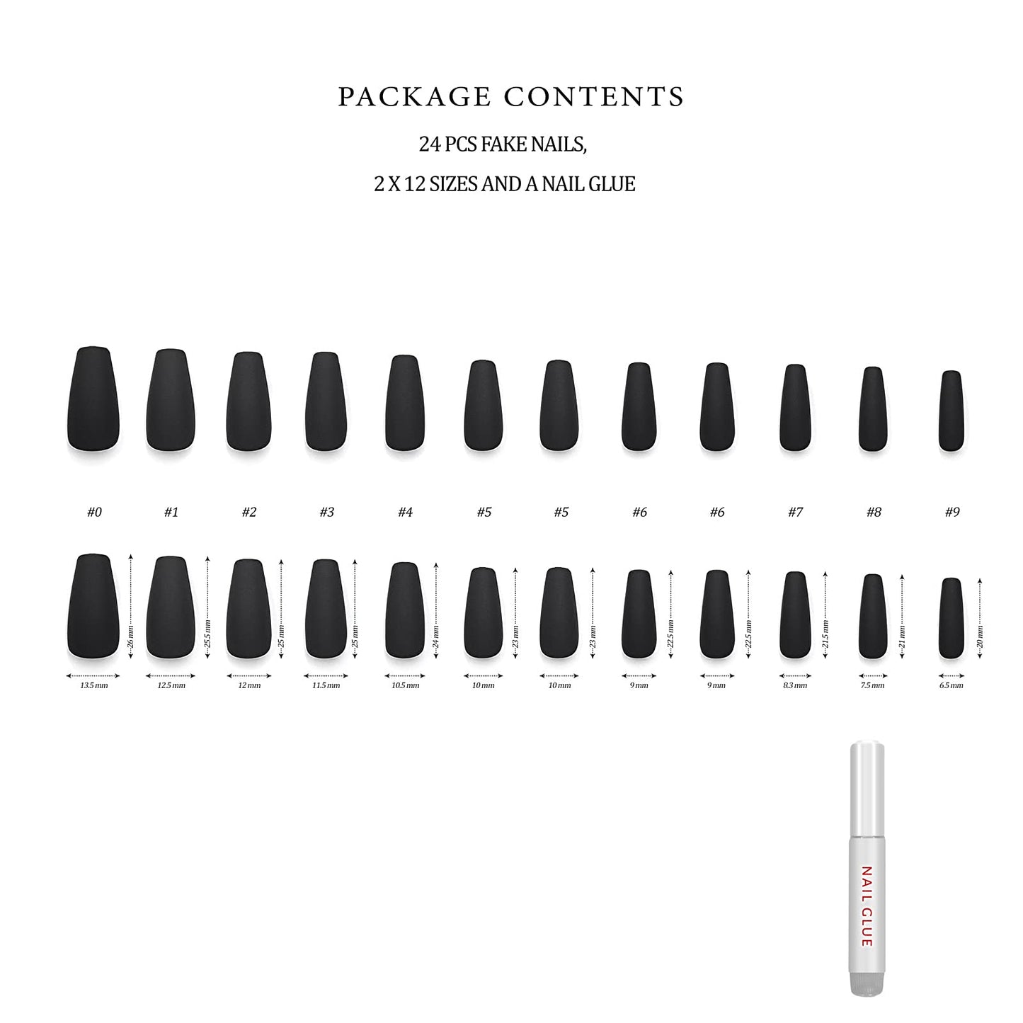 Hypnaughty Press On Nails - Vegas Gold and Nude Luxury Design with Ombre Glitter & Noir Black Matte Luxury Coffin, Trendy & Salon Quality Reusable Nails With Kit