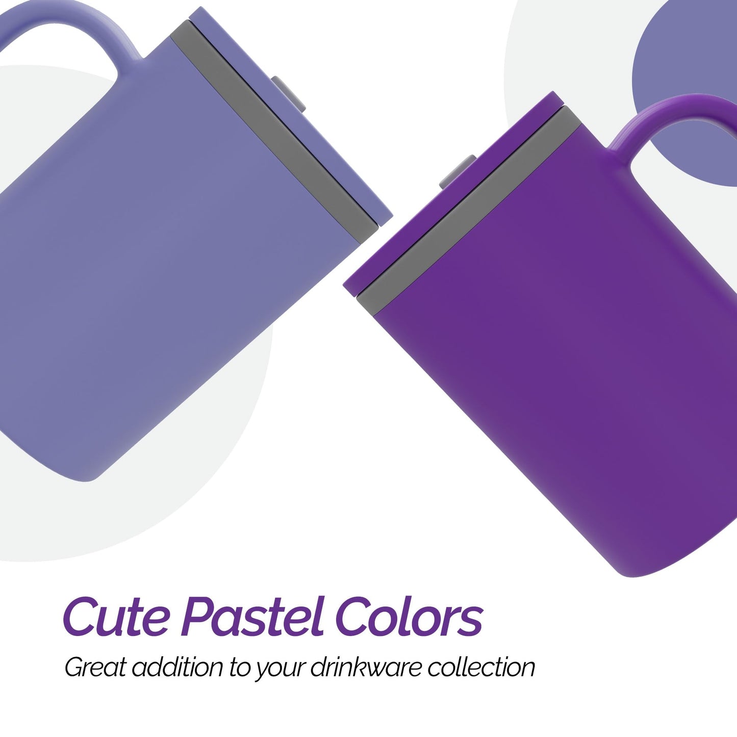 Copco Iconic 16oz Double Wall Insulated Desk Mug with Lid & Handle, Set of 2, BPA-Free Reusable Plastic, Spill-Proof, Microwave & Dishwasher Safe, Wide Mouth, Cup Holder Friendly (Purple/Light Purple)