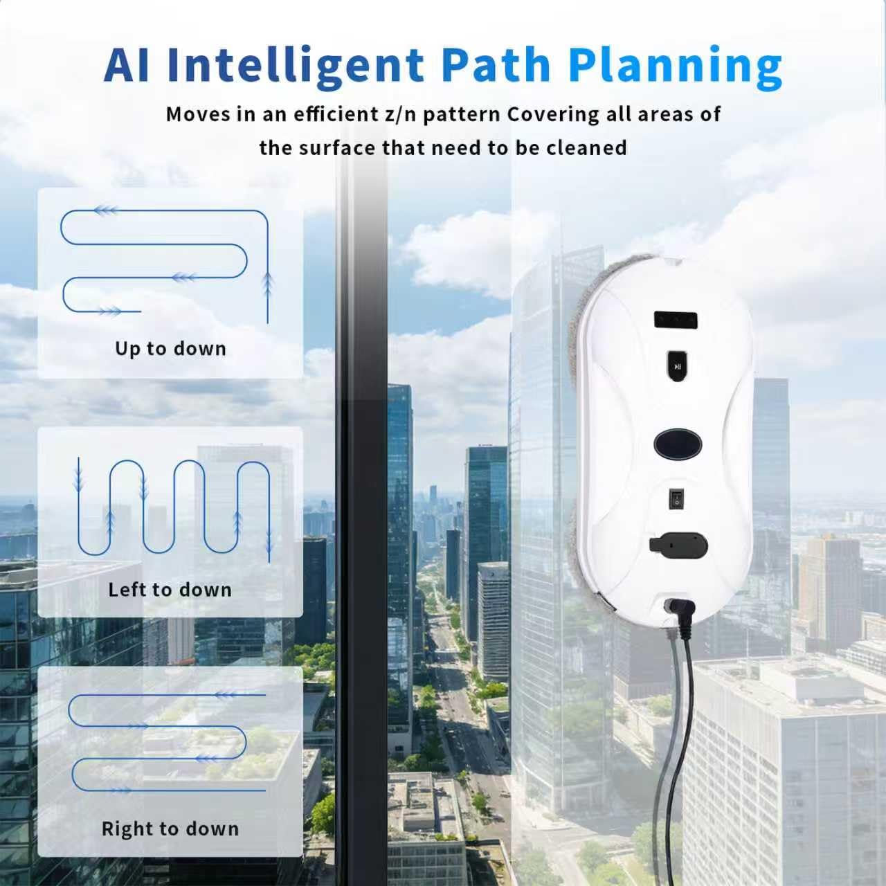 Patiixie Automatic Window Cleaning Robot, Window Cleaner Robot Auto Dual Spray, 2026 Model Robot Limpia Vidrios AI Path Planning, 3000Pa Suction, Remote Control, Edge Detection for Streak-Free Glass