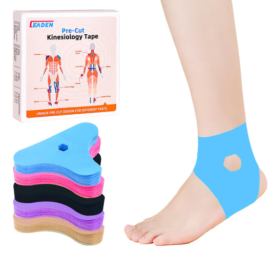 IEADEN Precut Kinesiology Tape for Ankle, 20 Pcs - Ankle Support & Stability, Ankle Pain Relief - Waterproof & Elastic, Breathable Hypoallergenic Latex-Free Tape, Blue