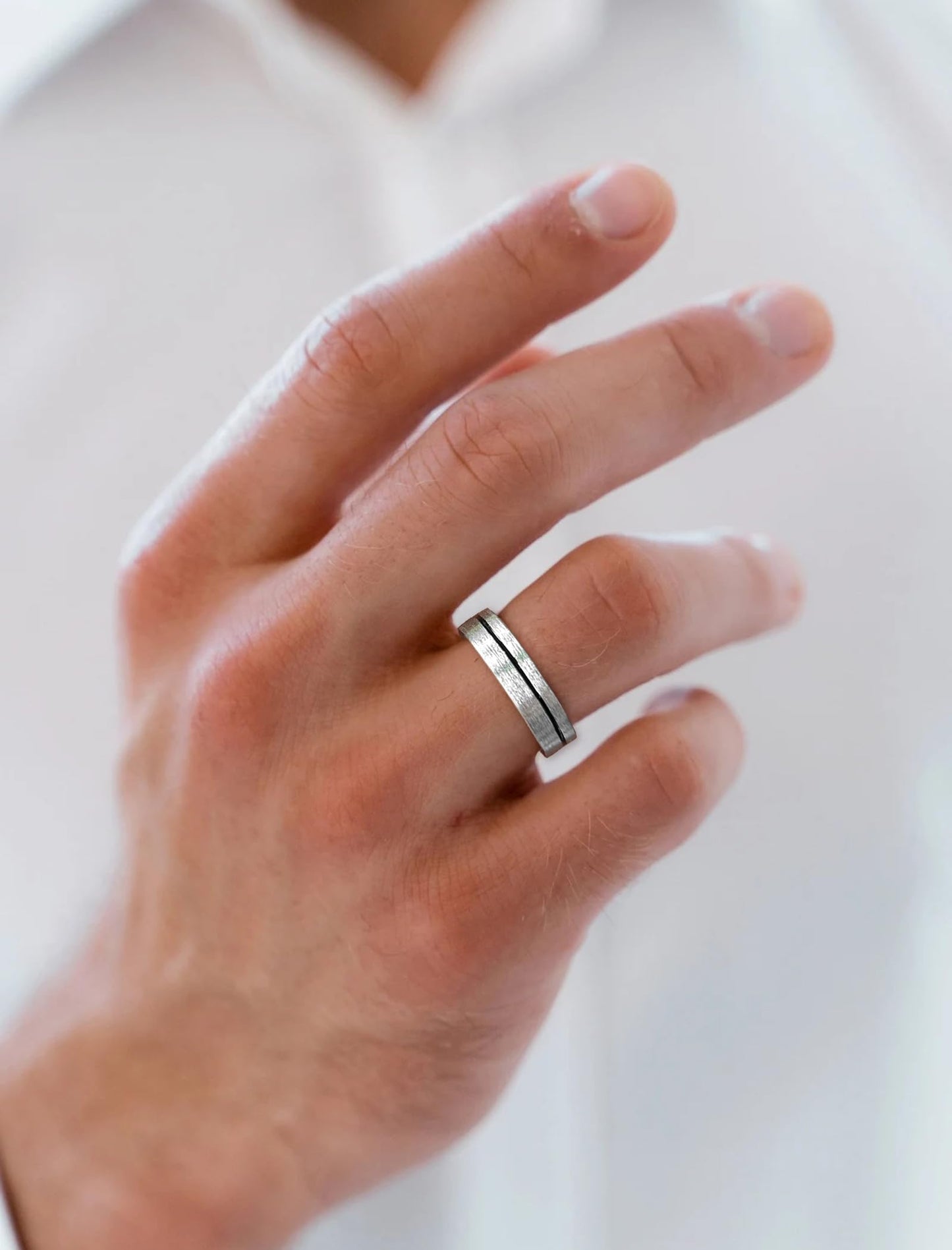 STARCHENIE Wedding Band Ring for Men, 925 Sterling Silver Comfort Fit, Brushed Matte Finish with Center Groove, Sizes 7