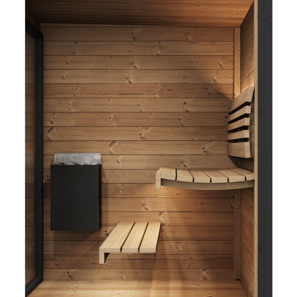 saunalife GL4 Outdoor Sauna Kit, Garden Luxury-Series Outdoor DIY Sauna Kit, Thermo-Spruce, up to 4 Persons Bundles (Sauna Heater and Sauna Stones Included) (HIVE MINI 6 WiFi - Wood)