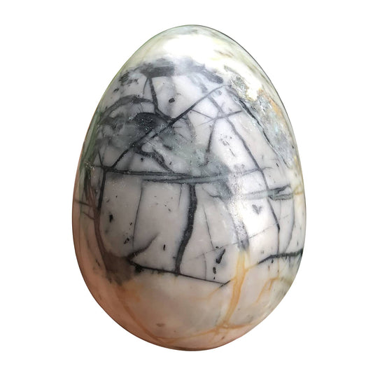 favoramulet Polished Stone Egg for Easter Day, Palm/Pocket/Worry Enegry Healing Crystal Display Sphere Figurine Fengshui, Picasso Jasper 1.8" x 1.3"