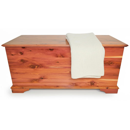 DutchCrafters Rustic Solid Wood Natural Wooden Cedar Chest, Aromatic Cedar Scent - Linen Blanket Storage Chest, Clothes Storage Trunk, End of Bed Storage Bench - Amish Made in USA (42" Width)