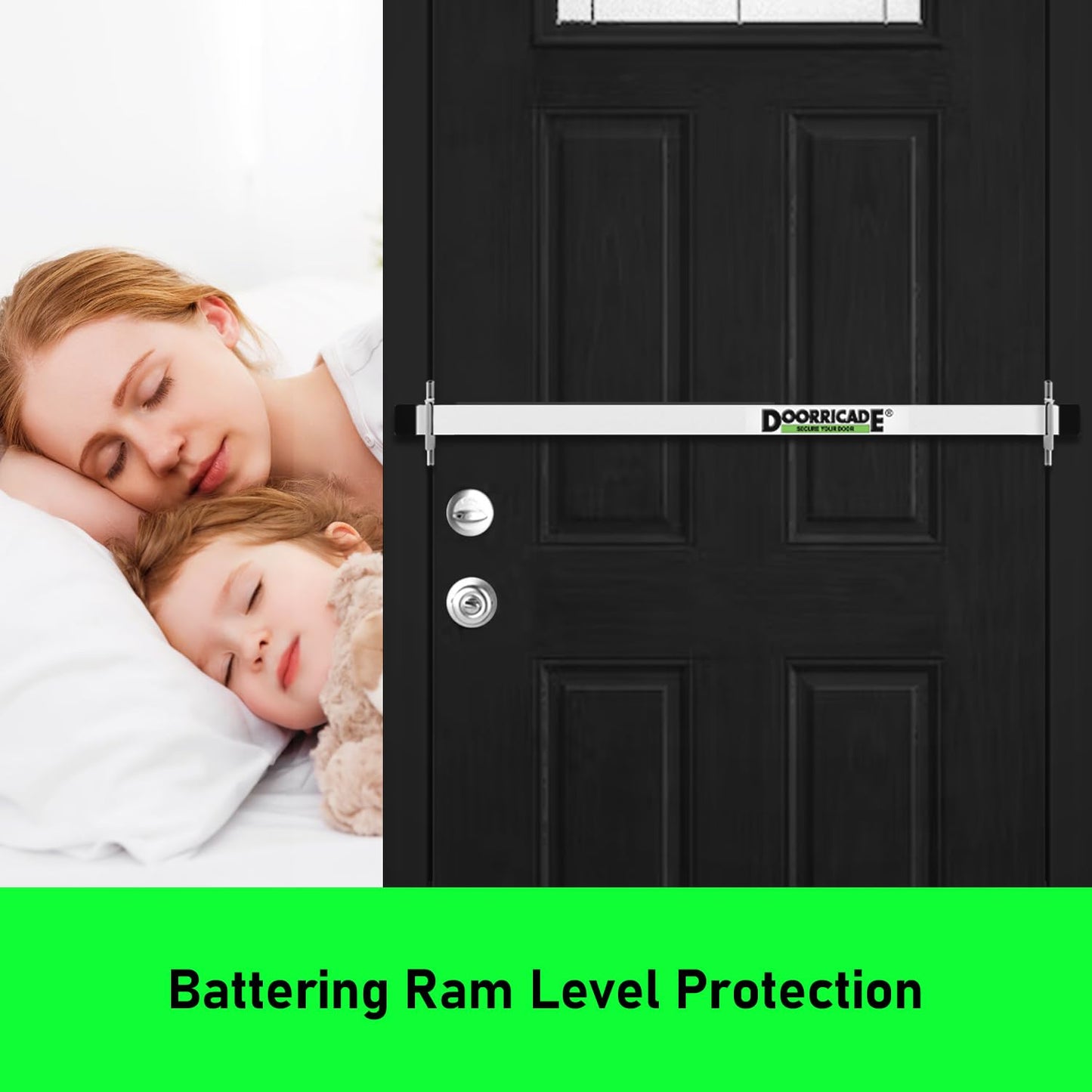 Door Security Bar-by Doorricade-Secure The Entire Width of Your Inward Opening Front Door or Safe Room. fits Doors up to 32" Wide.