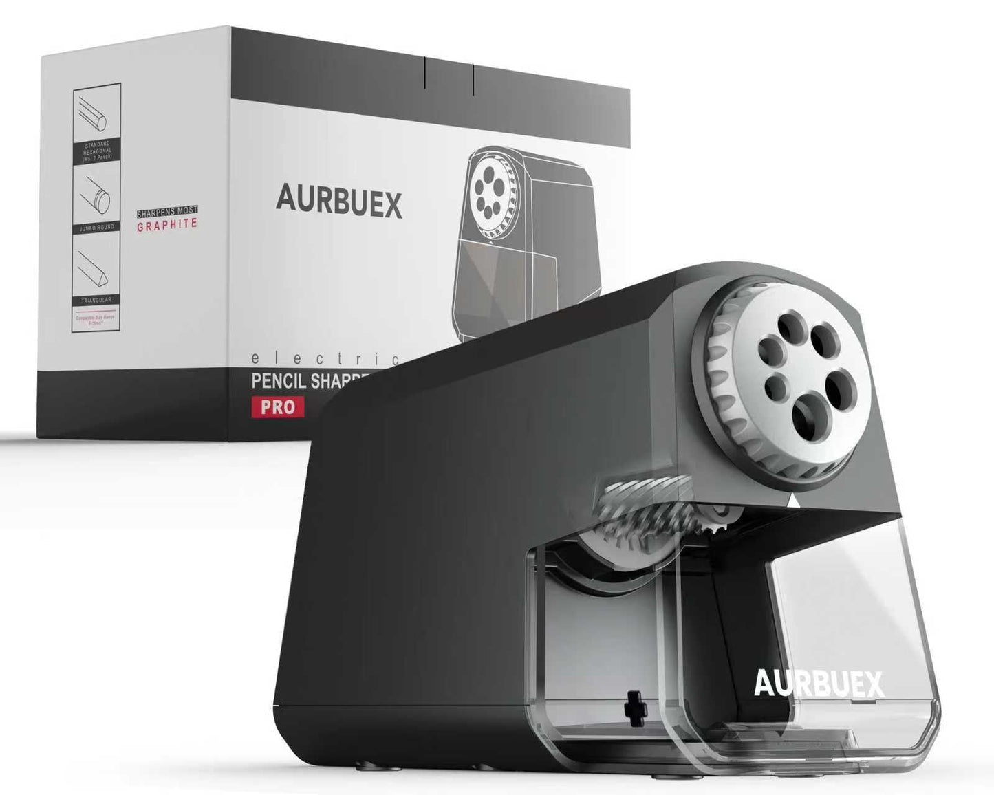Aurbuex Heavy Duty Electric Pencil Sharpener – 6-Hole for 6-12mm Pencils, Auto Start/Stop, Fast 4s Sharpening, Zinc Alloy Blade, 10,000+ Sharpenings – Ideal for Classroom, Office & Art Use(S260)