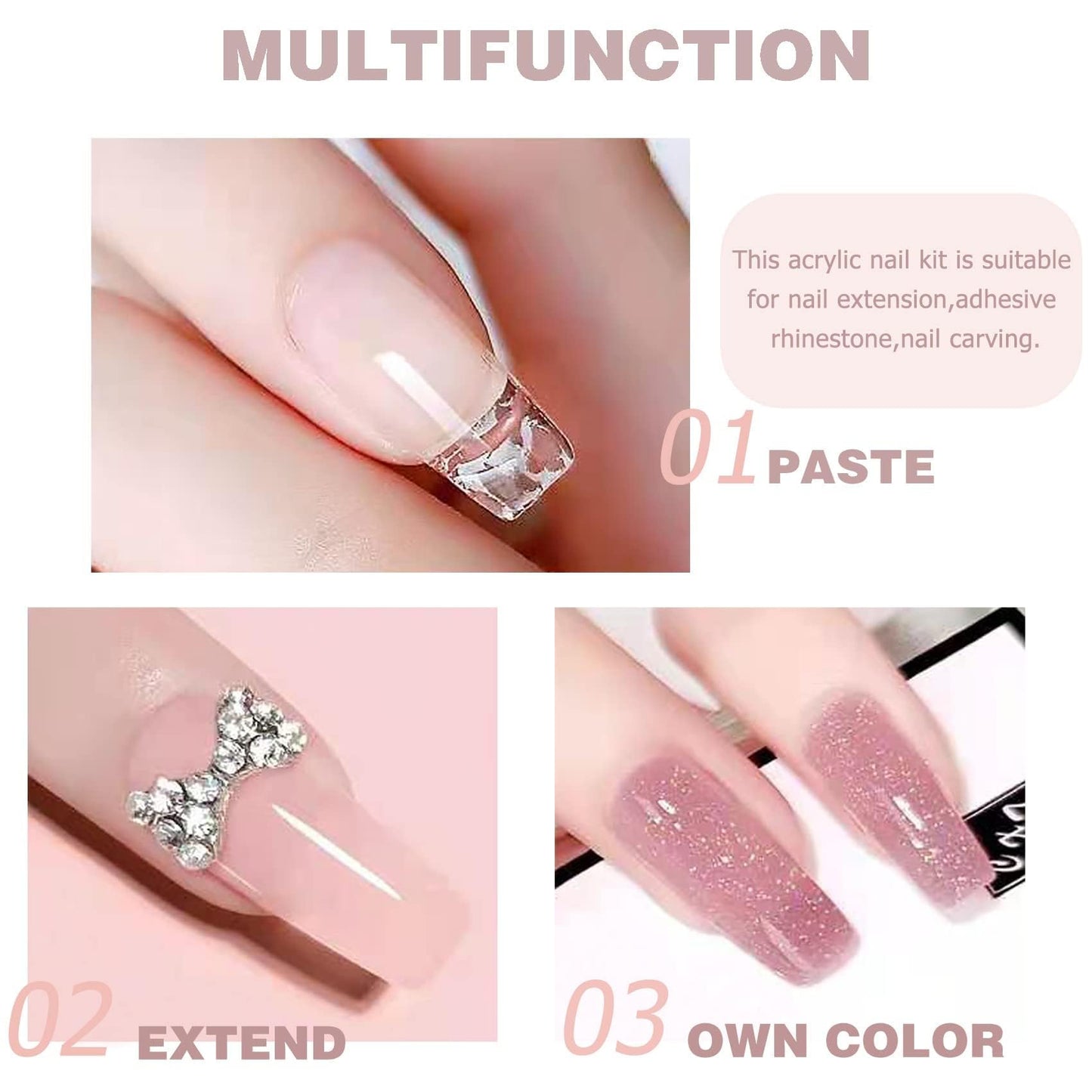 AIJIMEI Acrylic Nail Kit With Acrylic Liquid Monomer, Acrylic Powder In White, Clear, Pink, Brush Cleaner ,Acrylic Nails For Beginners French Nails Extension