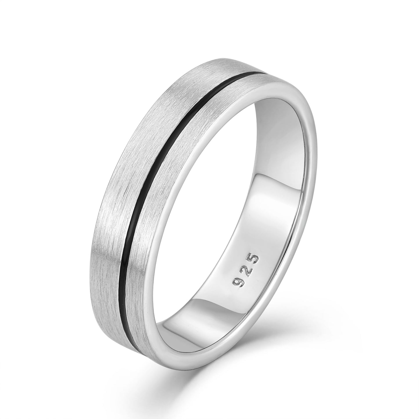 STARCHENIE Wedding Band Ring for Men, 925 Sterling Silver Comfort Fit, Brushed Matte Finish with Center Groove, Sizes 9