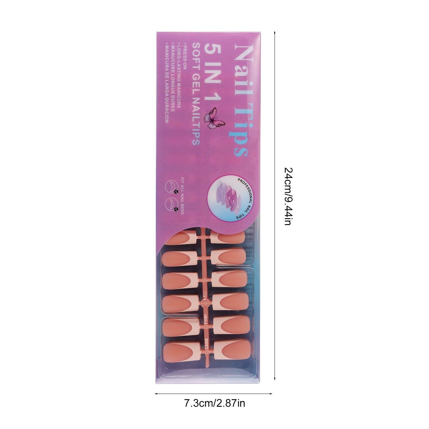 Jellyqueen French Gel Press on Fake Nail Tips, 150Pcs Long Square Nail Tips, Brown Soft Gel Tips No Need to File 3 in 1 Tips for Nail Art DIY 15 Sizes (A18-02-08)