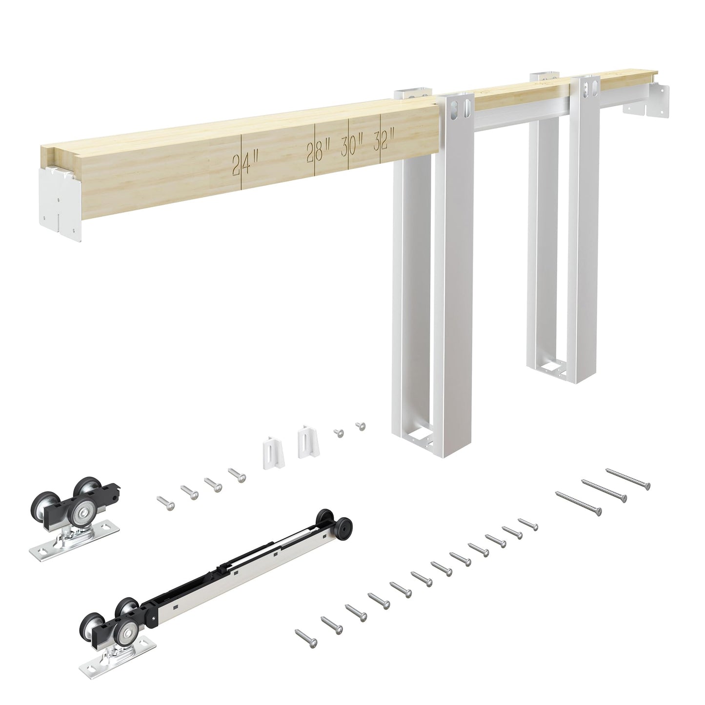 SongYung 24"-36"x 80" Pocket Door Frame Kit with 98LBS Soft Close Mechanism,Aluminum Track Hardware Suitable for Doors Wide 24"-36",2X4 Studs Wall,Smoothly and Quietly Easy to Install