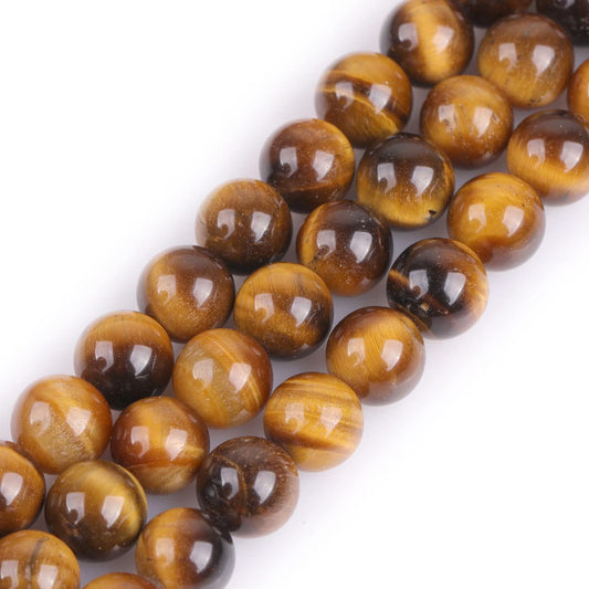 GEM-Inside Natural 8mm Tiger Eye Gemstone Loose Beads Round Crystal Energy Stone Power for Jewelry Making 15''