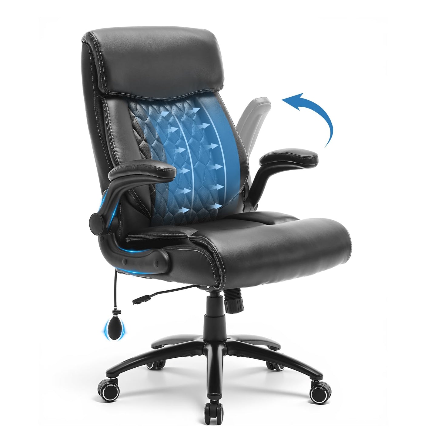 MALOL Heavy Duty High-Back Office Chair, Ergonomic Home Computer Chair with Lumbar Support & Tilt Lock, Big and Tall Executive Office Chairs for Work, Black