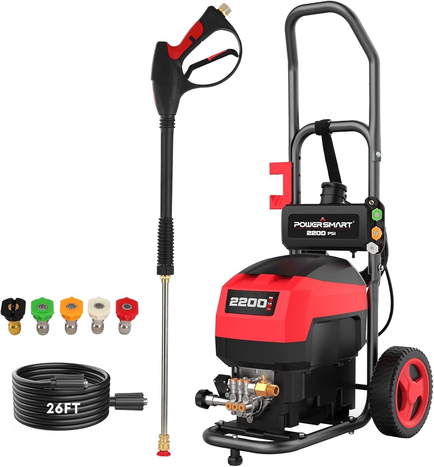 PowerSmart Electric Pressure Washer 1.2 GPM 2200PSI Max, 120V Ultra Light Portable Power Washers