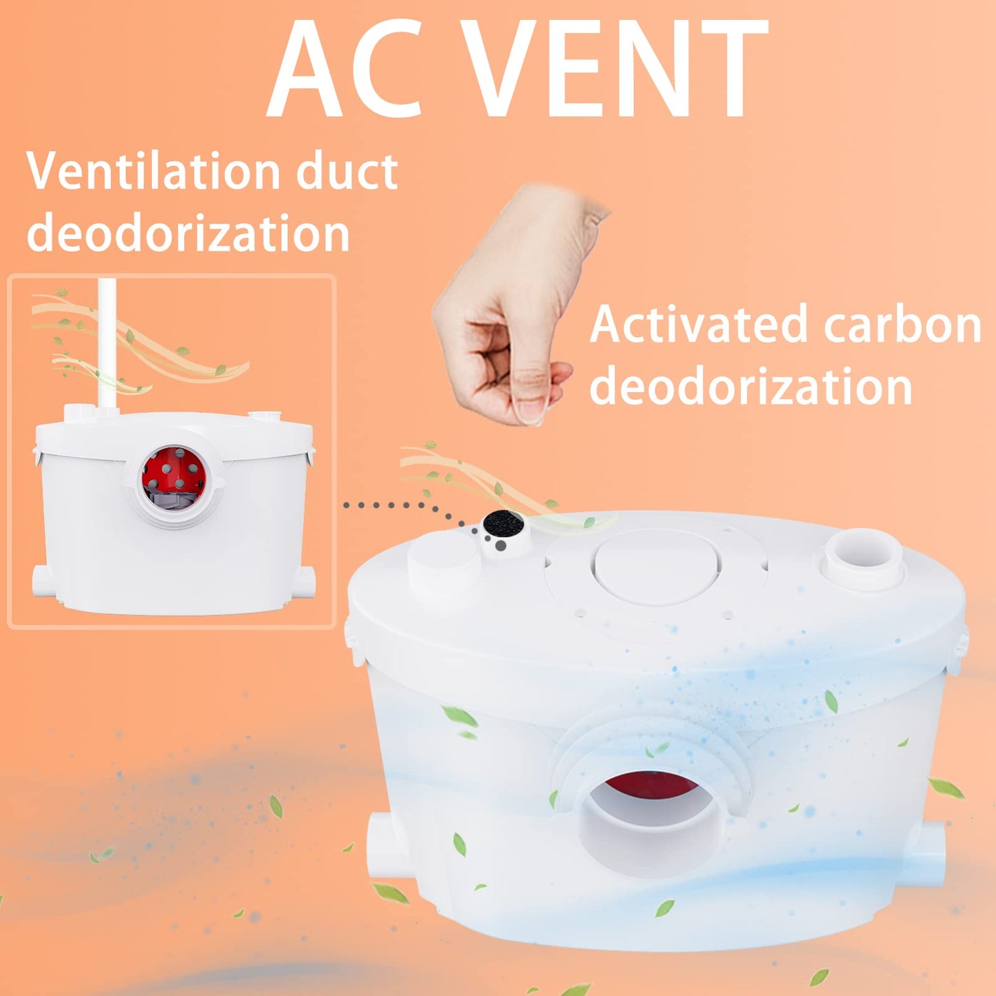600W Macerator Pump, Sewerage Macerator Pump for Basement System, Macerating Toilet Pump with 4 Water lnlets Connectable Sink, Shower Room, Laundry
