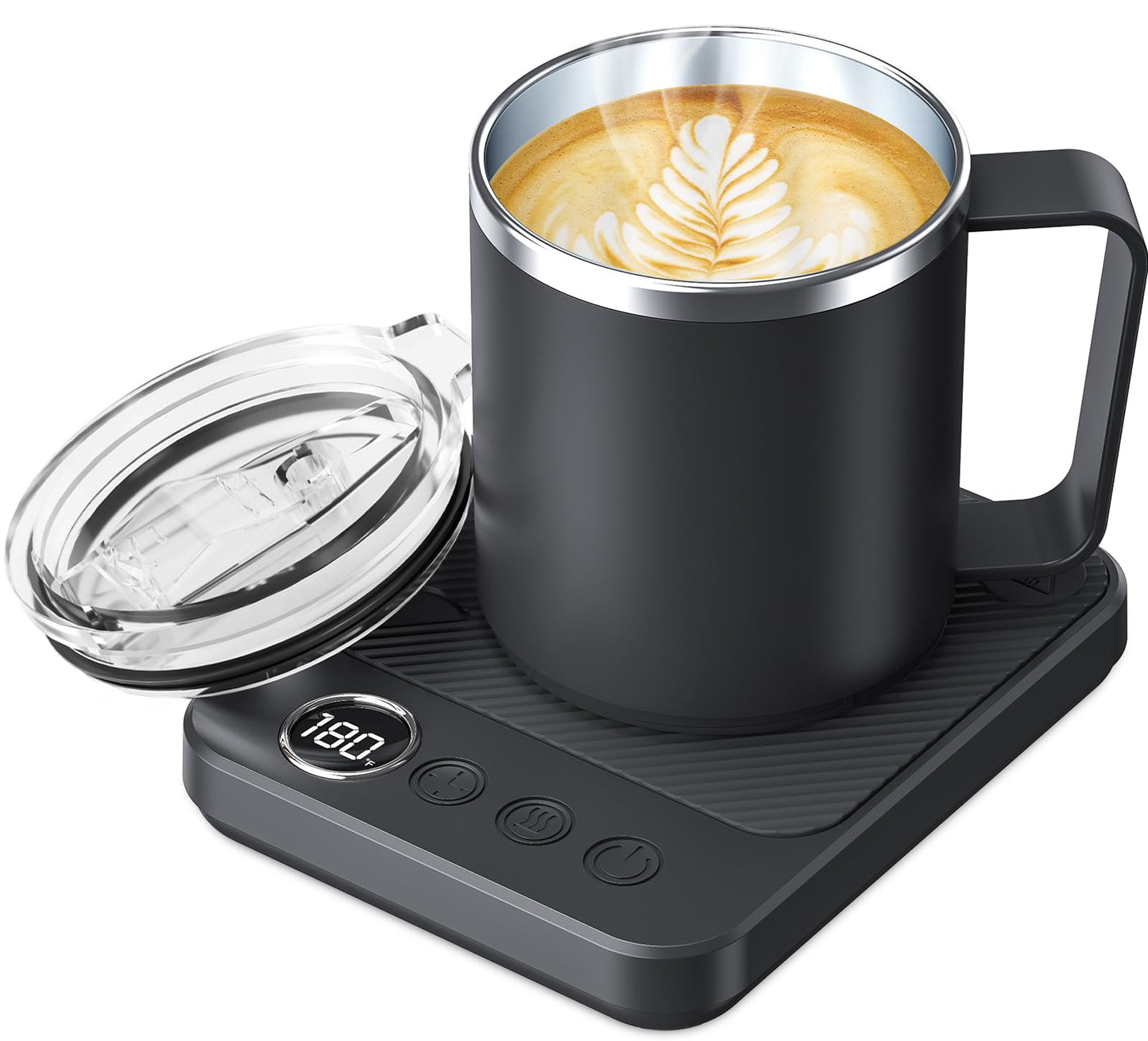 Coffee Mug Warmer & Mug Set for Desk, Electric 36W Coffee Cup Warmer with Auto Shut Off/Timer, Smart Coffee Mug Heater with 16oz Cup for Home/Office, Heated Coffee Cup Gifts for Coffee Lovers,Black