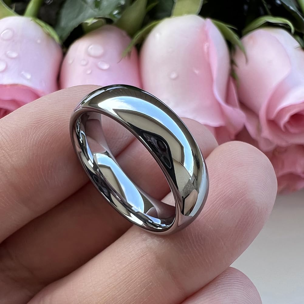 TUTISS 6mm Tungsten Rings for Men Women Engagement Wedding Bands Domed Polished Comfort Fit Size 13