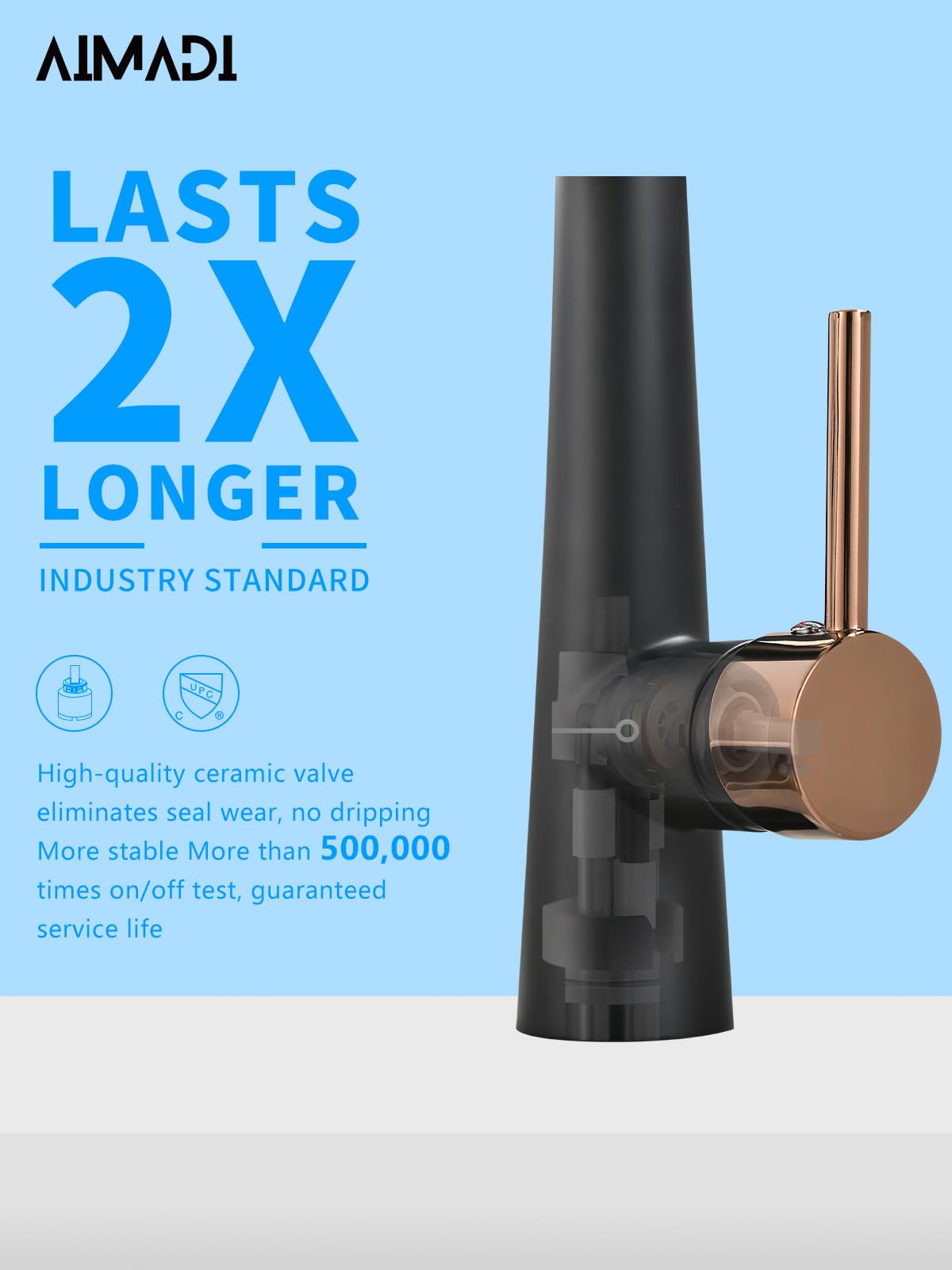 AIMADI Black and Gold Kitchen Faucet - Matte Black Kitchen Faucet Commercial Single Handle Kitchen Faucets with Pull Down Sprayer,Rose Gold Kitchen Sink Faucets