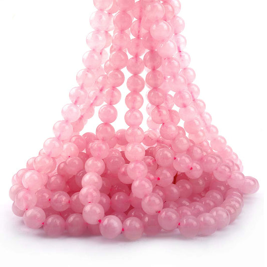 ICAI Beads 10mm Natural Rose Quartz Gemstone Round Loose Beads for Jewelry Making (36-34pcs)
