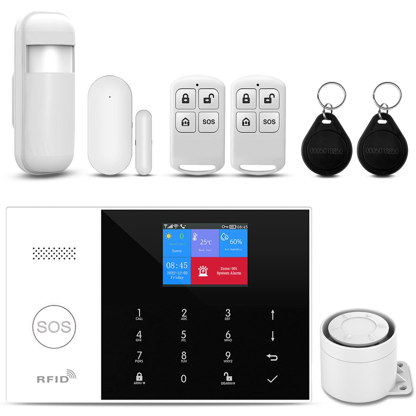 PGST Wireless Home Alarm System 8-Piece Kit, WiFi/4G Alarm System for Home Security with Phone APP Alert (Door Sensor,Siren, Remote, Motion Detector) for Home,Apartment, Compatible with Alexa(105-A)